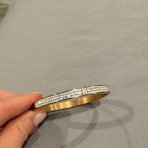 Gold Crystal Pavé Bangle Bracelet - Women's Jewelry